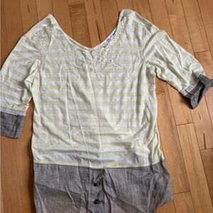 Elisa Cavaletti Striped Yellow and Gray Blouse